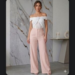 Lqce Off Shoulder See Through Top With Floral Accent Asymmetrical Top